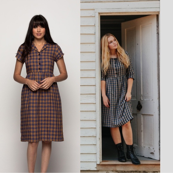 Pyne & Smith Clothiers Dresses & Skirts - Pyne and Smith midi dress Model No.30 in Islay Check Linen size L